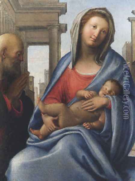 Sacra Famiglia Oil Painting - (Bartolomeo Suardi) Bramantino