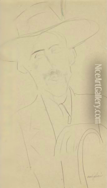 L'Homme Au Chapeau Oil Painting - Amedeo Modigliani