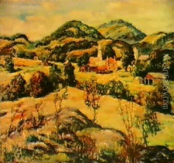 Sunlit Hills Oil Painting - Ernest Lawson