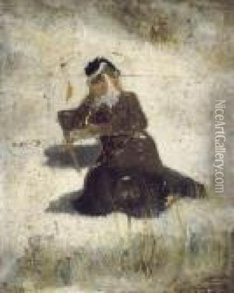 Ma Soeur Marie Ensor Couchee Dans Les Dunes Oil Painting - James Ensor