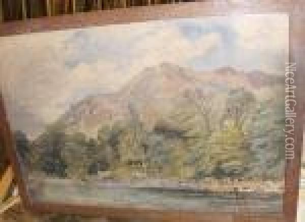 Mountainous River Landscape Oil Painting - David Cox