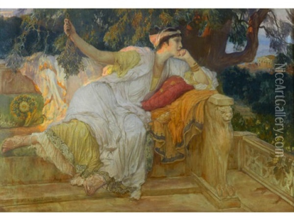A Grecian Lady Oil Painting - Frederick Arthur Bridgman
