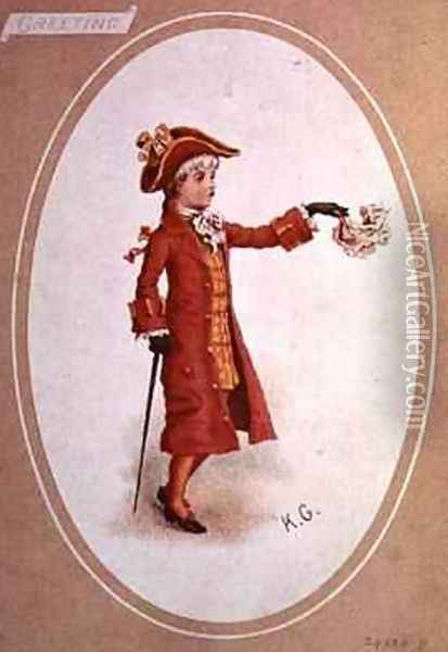 Boy Dressed in Scarlet Oil Painting - Kate Greenaway