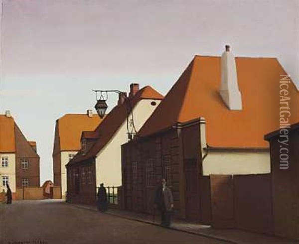 Ved Det Gamle Vaegterhus Oil Painting - Jeppe Madsen Ohlsen