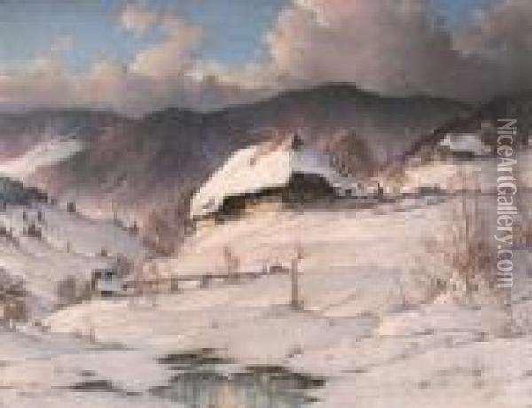Sonniger Wintertag Im Elztal Oil Painting - Karl Hauptmann