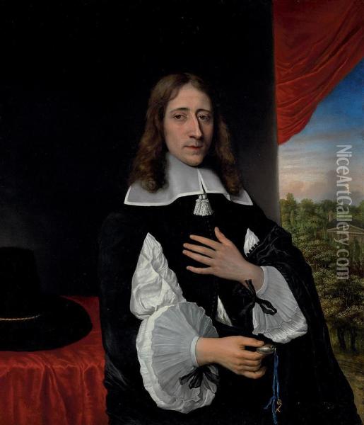Portrait Of Professor Franciscus Van Schooten Oil Painting - Philips Koninck
