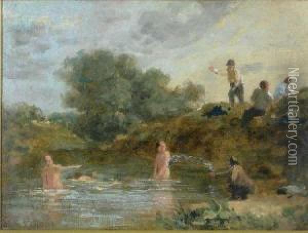 The Swimming Pool Oil Painting - William Collins