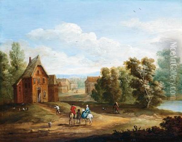 Cavalieri Sul Limitare Del Villaggio Oil Painting - Jan Peeter Brueghel