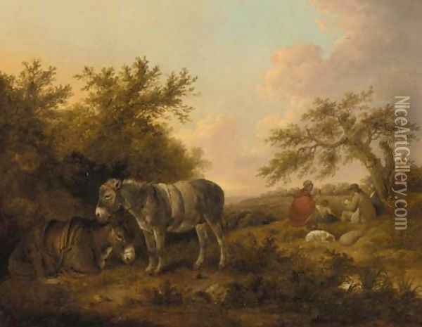 The midday rest Oil Painting - George Morland