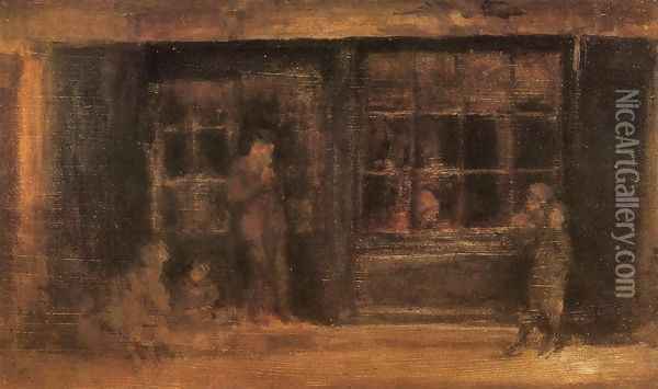A Shop Oil Painting - James Abbott McNeill Whistler