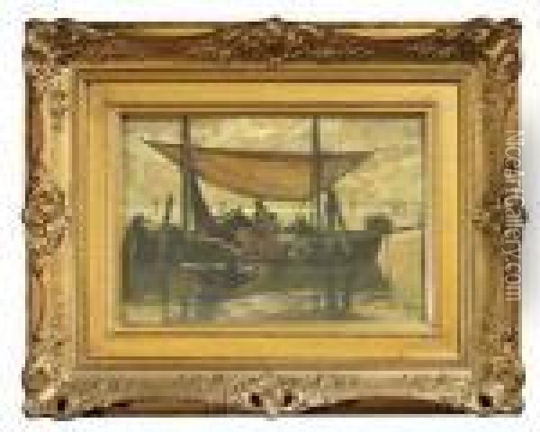 Fischerboot Unter Bedecktem Himmel Oil Painting - Ludwig Dill