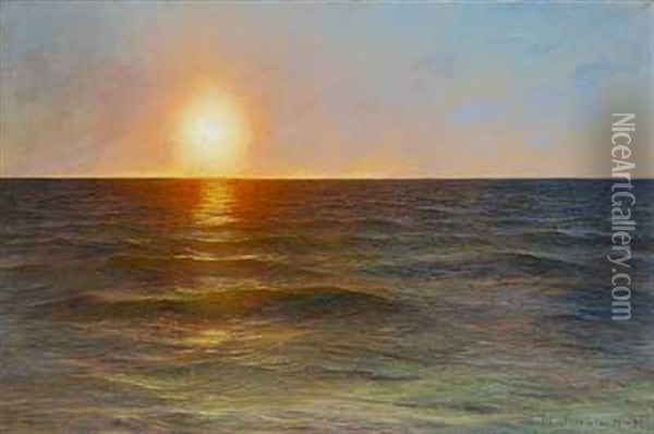 Sol Over Havet Oil Painting - Hans Ole Brasen