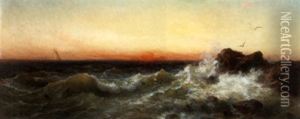 Abendliche Meeresbrandung Oil Painting - Karl Friedrich Christian Welsch