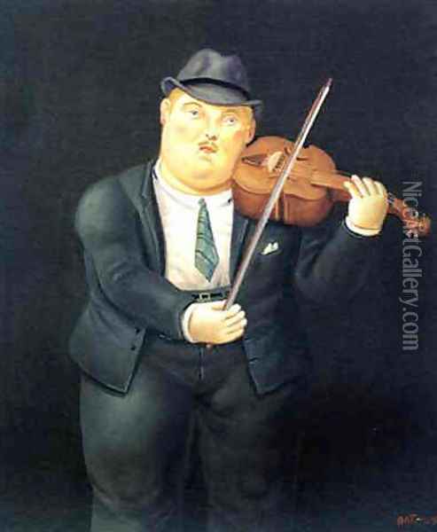 Violinist Oil Painting - Fernando Botero