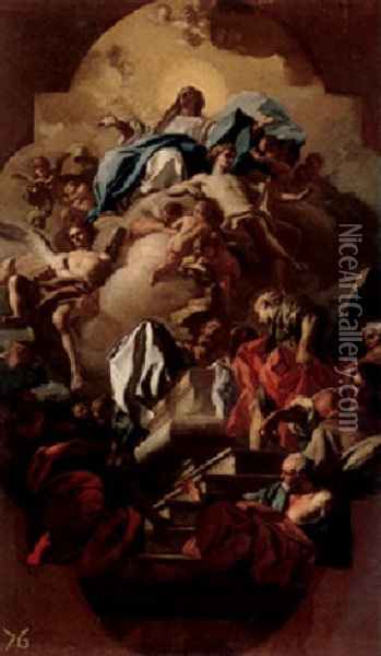 The Assumption Of The Virgin Oil Painting - Francesco de Mura