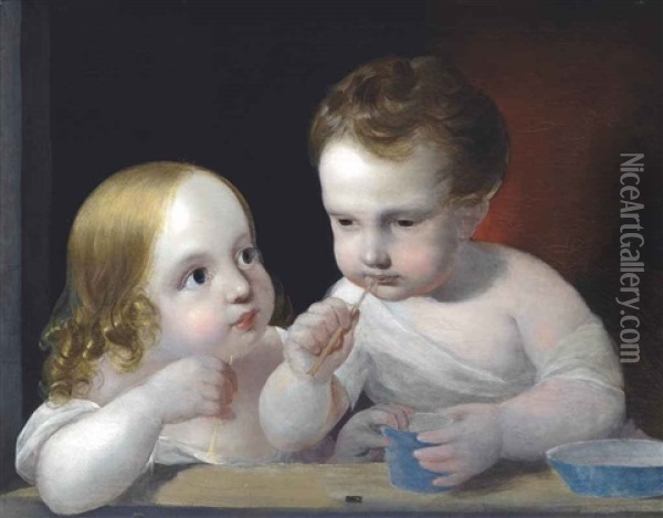 Blowing Bubbles Oil Painting - Edouard Von Engerth