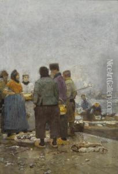 Fischmarkt. Oil Painting - Hans Herrmann