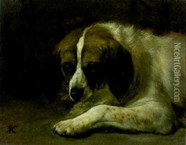 Bildnis Eines Jungen Bernhardinerhundes Oil Painting - Johann Rudolf Koller