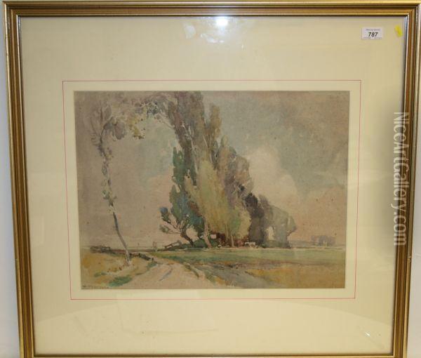 Trees In Landscape Oil Painting - William Josiah Redworth