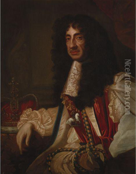 Portrait Of Charles Ii Oil Painting - Sir Godfrey Kneller