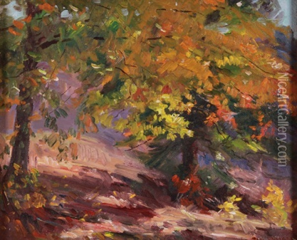 Impressionistic Fall Wooded Landscape Oil Painting - Paul Turner Sargent