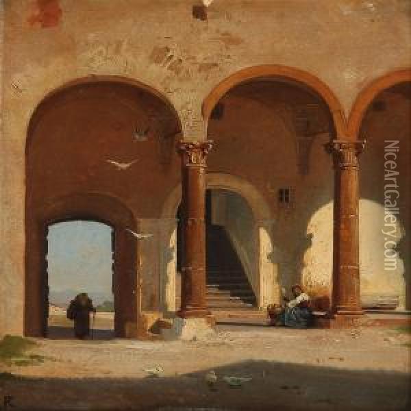 A Monastery Near Lake Garda Oil Painting - Frederik Niels M. Rohde