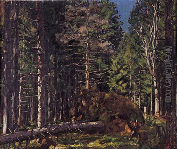 Puszcza Swislocka, 1934 R. Oil Painting - Stanislaw Zukowski