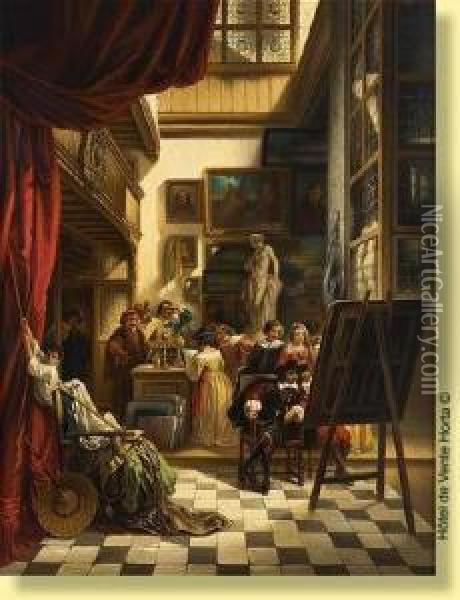 Dans Le Cabinet De L'amateur D'art Oil Painting - Lodewijk Jan Petrus Toutenel