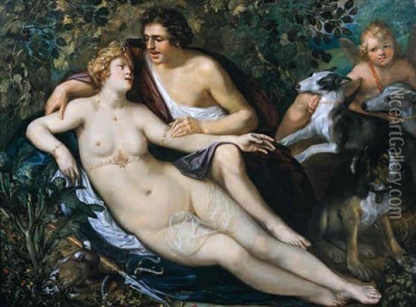 Venus And Adonis Oil Painting - Frans Badens the Elder