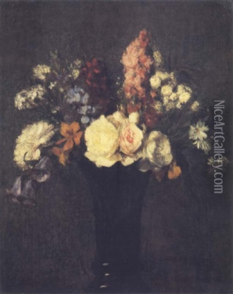 Vase De Fleurs Oil Painting - Henri Fantin-Latour