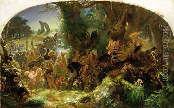 The Fairy Raid Carrying off a Changeling - Midsummer Eve, 1867 Oil Painting - Sir Joseph Noel Paton