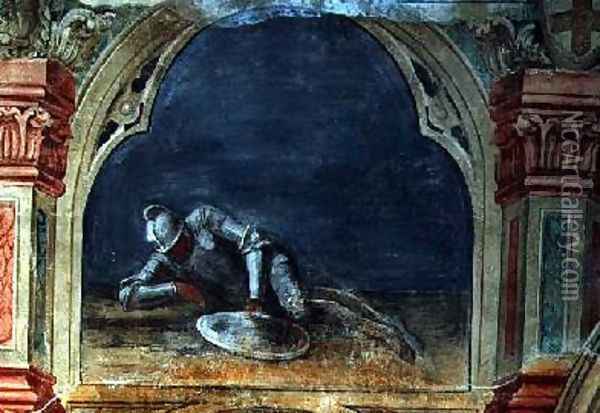 The Resting Soldier after Giotto 1450 Oil Painting - Nicolo & Stefano da Ferrara Miretto
