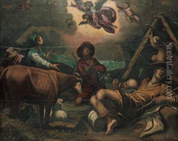 Forkunnandet Av Jesu Fodelse For Herdarna Oil Painting - Abraham Bloemaert