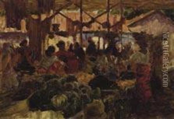Market Place Oil Painting - Robert Field Proctor