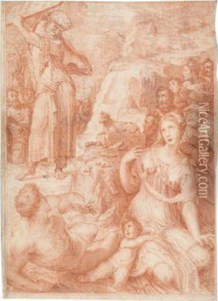 Moses Und Das Goldene Kalb Oil Painting - Domenico Beccafumi