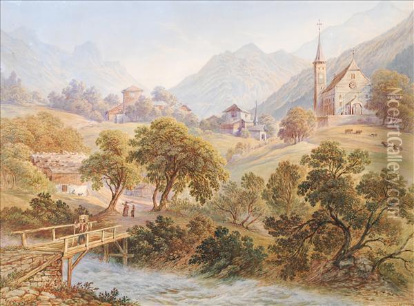 Alpine Landscape Oil Painting - Friedrich Horner
