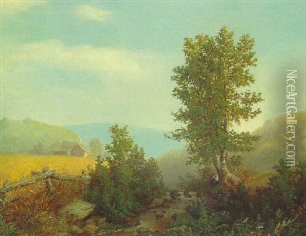Landschaft Mit Kornfeld Oil Painting - Julius Lange