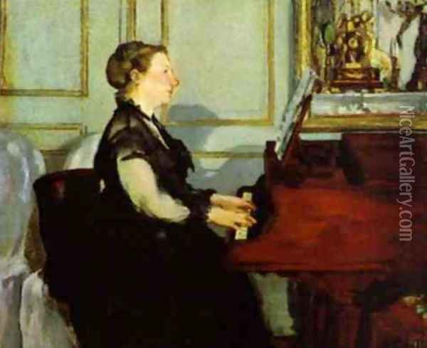 Madame Manet at the Piano Oil Painting - Edouard Manet