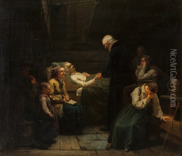 Sognebud 1859 Oil Painting - Knud Larsen Bergslien