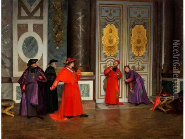 Kardinale Im Vorzimmer Des Vatikans Oil Painting - Henri Adolphe Laissement