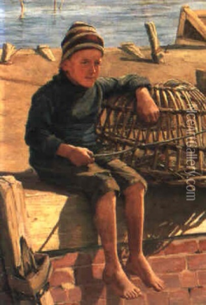 The Skipper's Boy, Newlyn Oil Painting - Percy Robert Craft