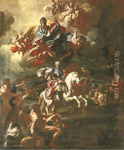 The Triumph of King Charles of Naples at the Siege of Gaeta Oil Painting - Francesco Solimena