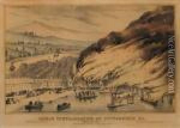 The Great Conflagration At Pittsburgh Oil Painting - Currier & Ives Publishers
