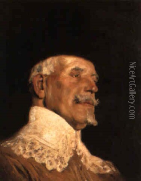 A Cavalier In A Black Hat Oil Painting - Antonio Casanova y Estorach
