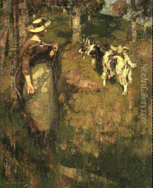 The Goatherd Oil Painting - George Henry