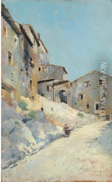 Strada D'olevano Oil Painting - Publio de Tommasi