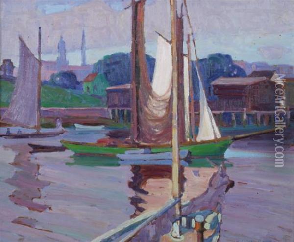 Harbor Scene Oil Painting - Carl Harold Nordstrom