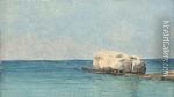 Seascape With Rock, Capri Oil Painting - John William Godward