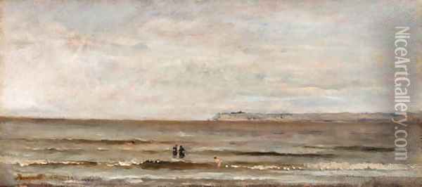 Les baigneurs (The sea bathers) Oil Painting - Charles-Francois Daubigny