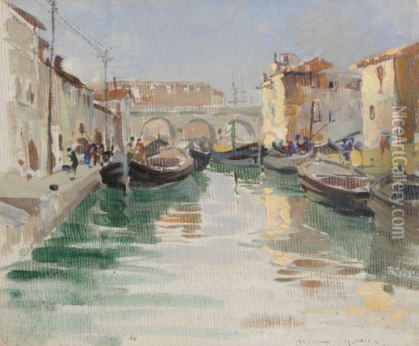 Canale Oil Painting - Giovanni Bandini